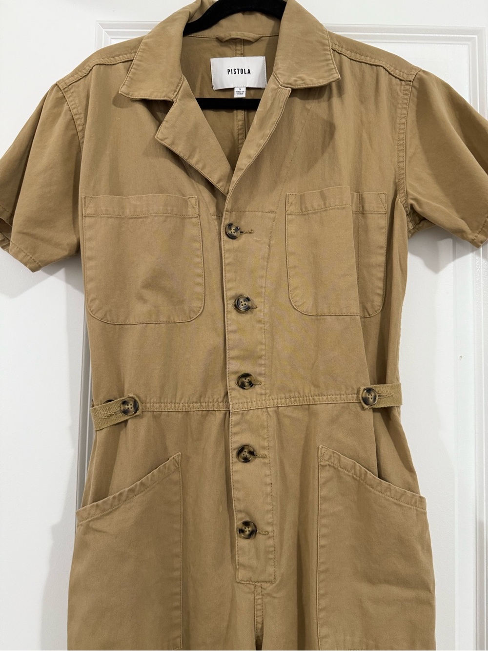 pistola Short-Sleeve Utility Jumpsuit in Khaki - Picture 3 of 5